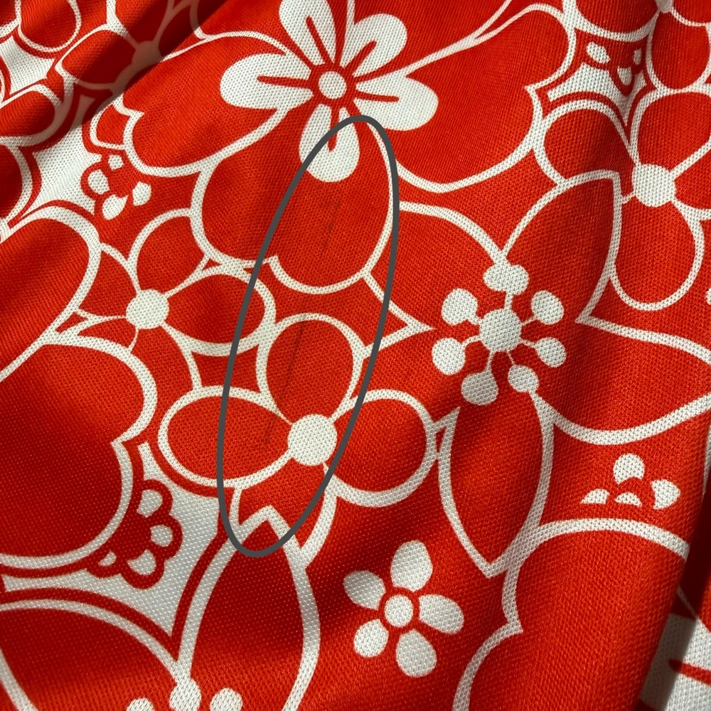 🌺 Vintage Emilio Borghese Red Floral Mod Dress Peter Pan Collar 70s Flawed Sz M - Picture 13 of 16